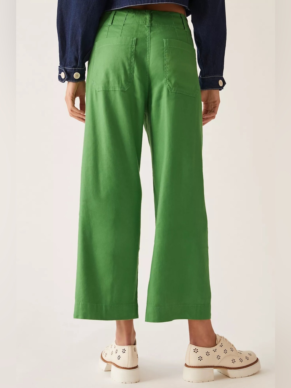 Anthropologie By Maeve The Colette Linens Crop Wide-Leg Green Pants Size 16 - Picture 13 of 13